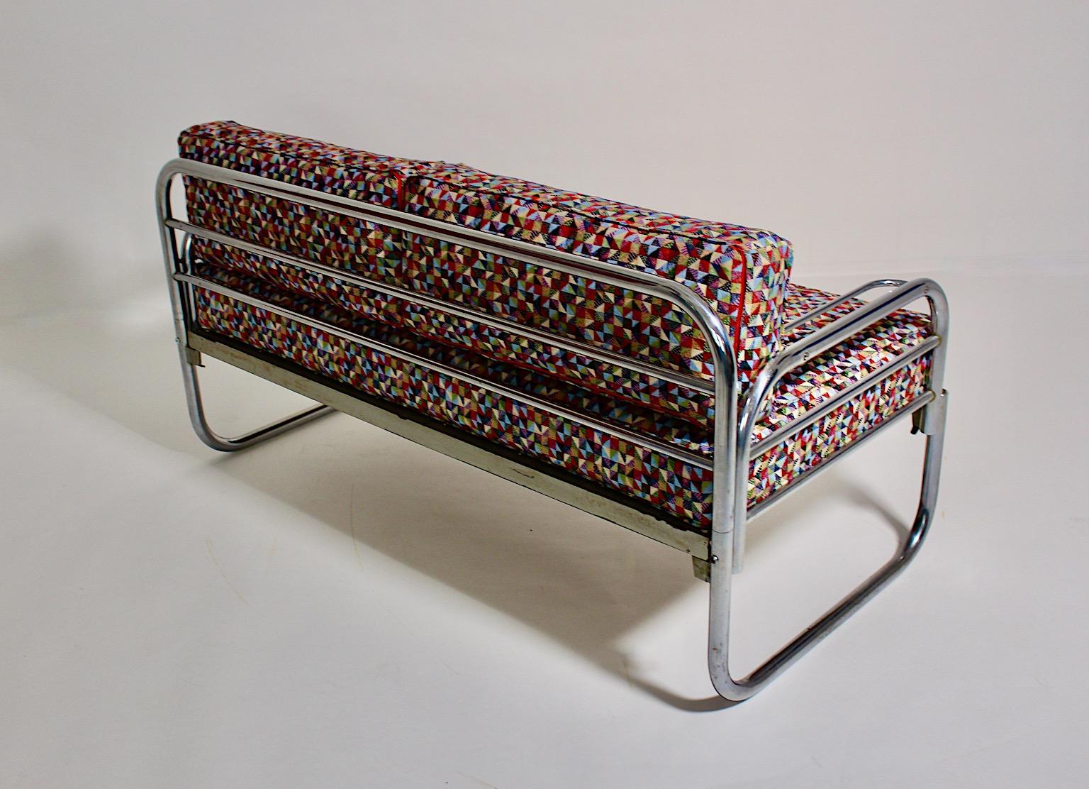 Art Deco Bauhaus Vintage Chromed Tube Metal Sofa Daybed Franz Singer 1920s For Sale 3