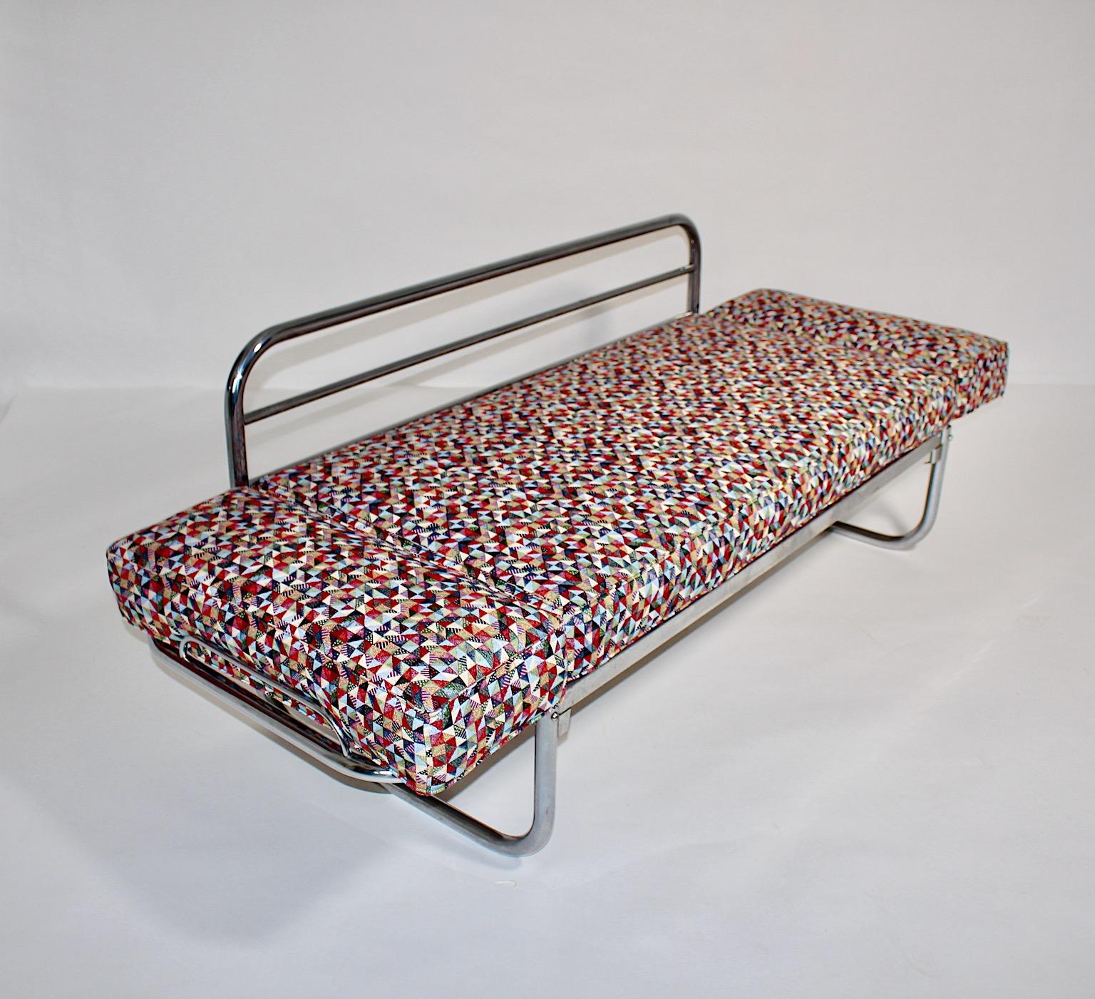 Art Deco Bauhaus Vintage Chromed Tube Metal Sofa Daybed Franz Singer 1920s  For Sale 5