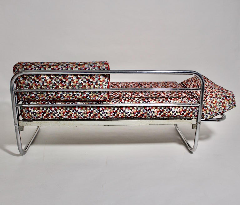 Art Deco Bauhaus Vintage Chromed Tube Metal Sofa Daybed Franz Singer 1920s  For Sale 11