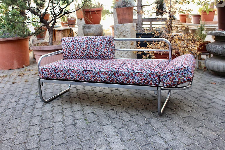Early 20th Century Art Deco Bauhaus Vintage Chromed Tube Metal Sofa Daybed Franz Singer 1920s  For Sale