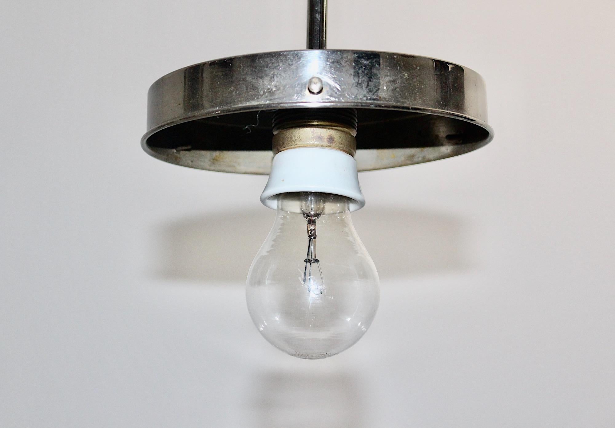 Art Deco Bauhaus Vintage White Glass Ball Pendant Hanging Lamp 1930s Germany For Sale 4