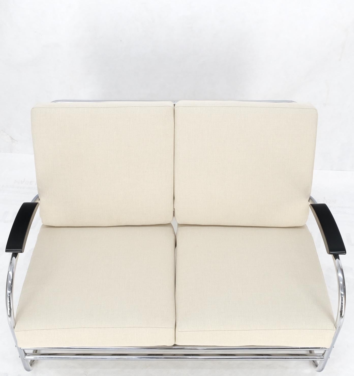 Canapé Art Déco Bauhaus Wolfgang Hoffmann chromé à assise tube pliée, nouvelle tapisserie 5
