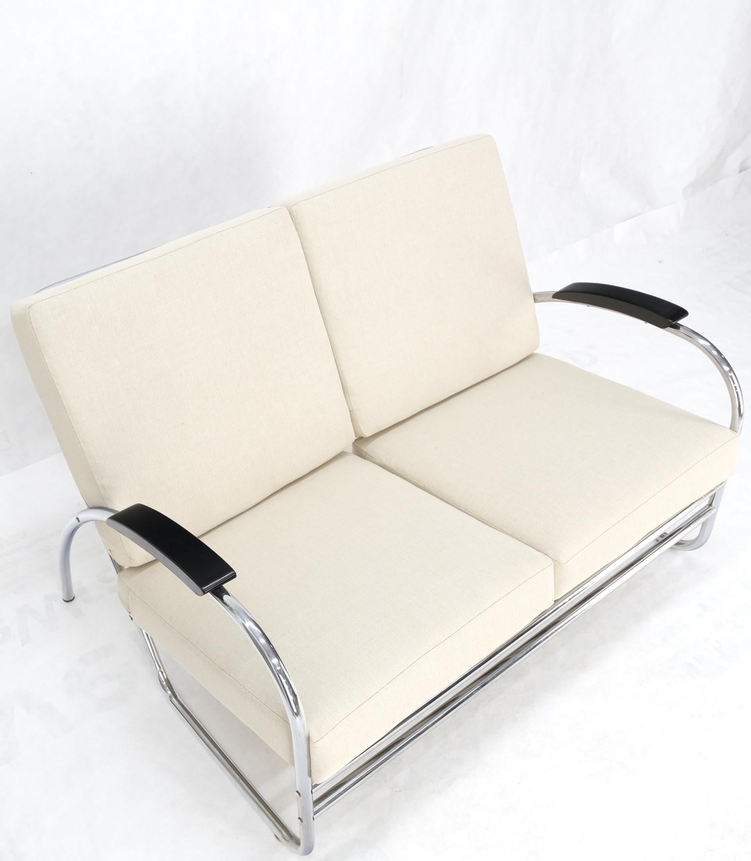 Art Deco Bauhaus Wolfgang Hoffmann Chrome Bent Tube Sette Sofa New Upholstery 8