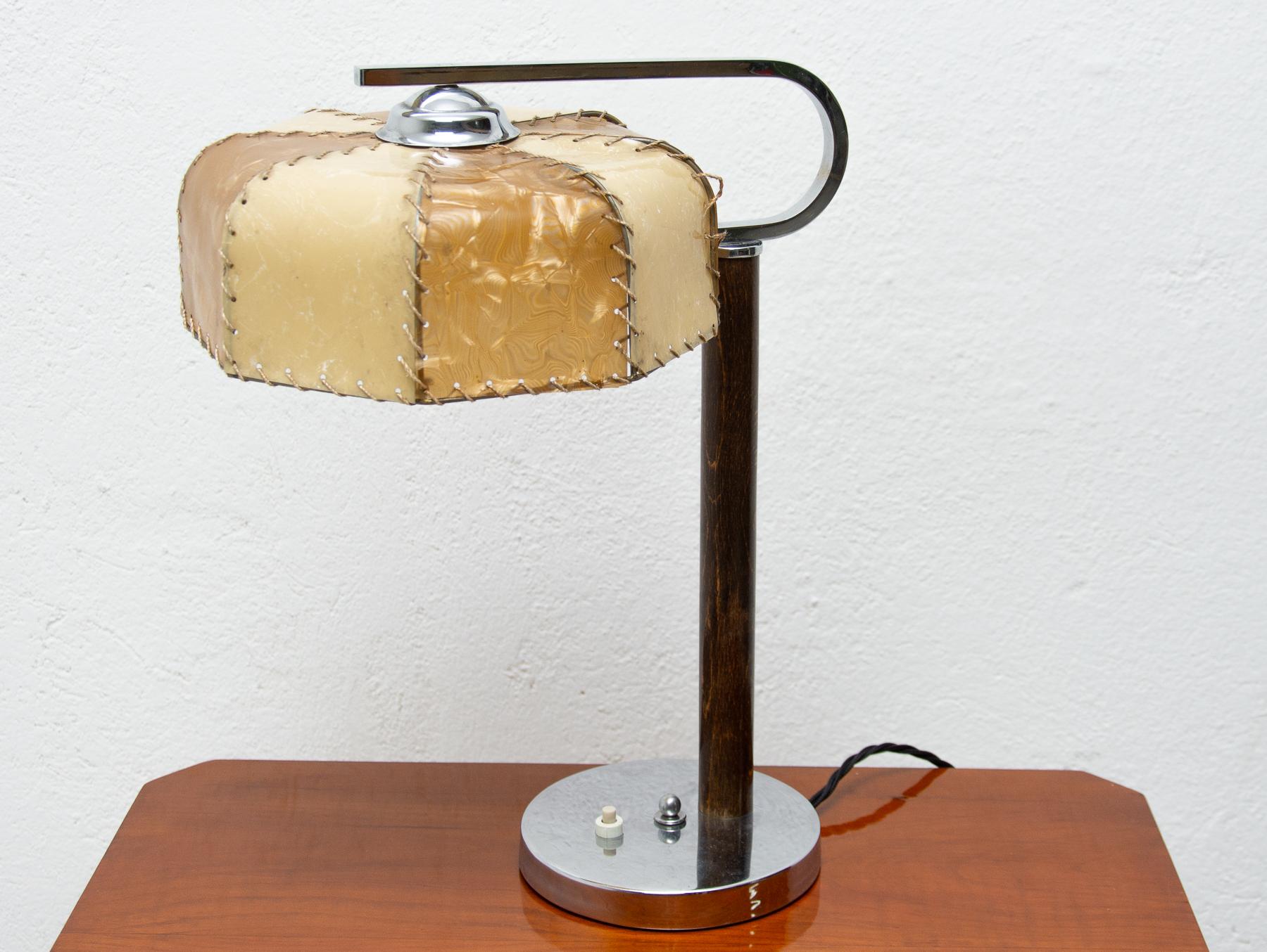 Chrome Art Deco Bauhause Table Lamp, 1930s, Bohemia