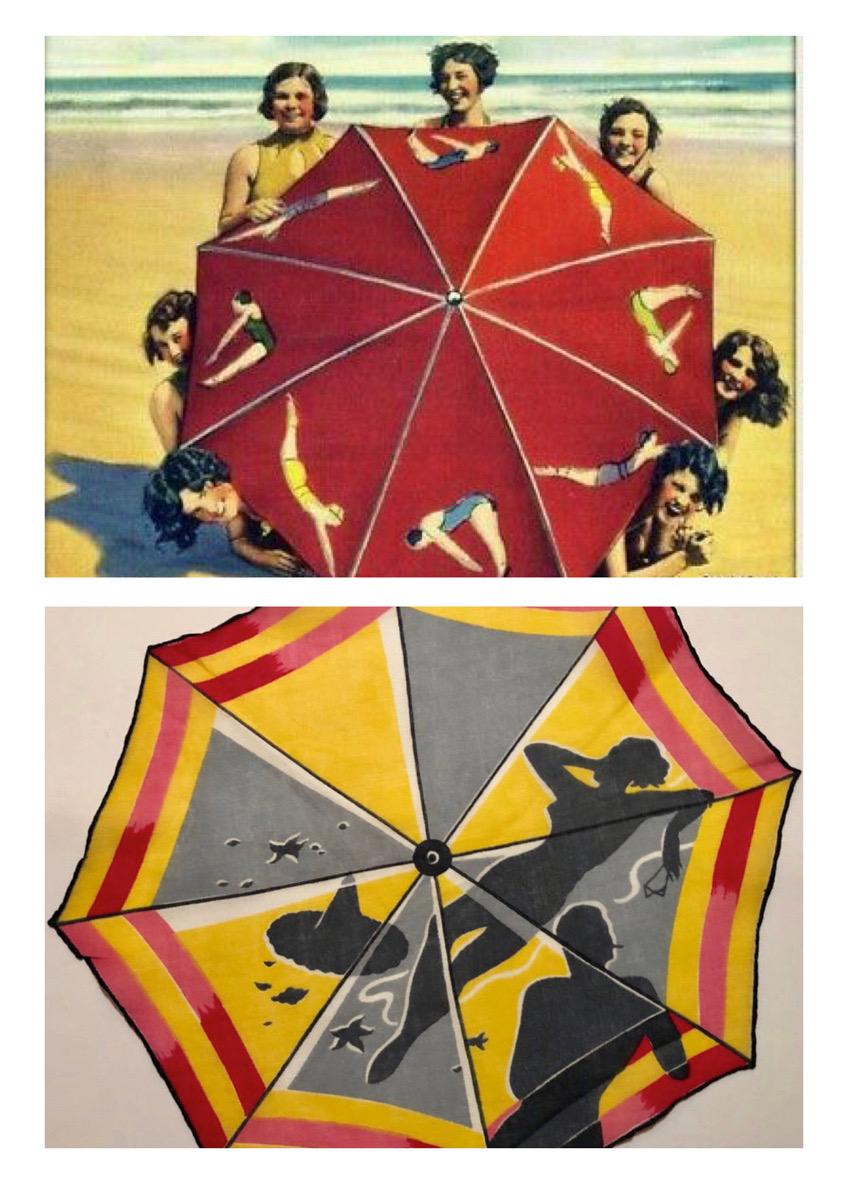 Art Deco Beach Umbrella with Steam Ship Motif For Sale 10