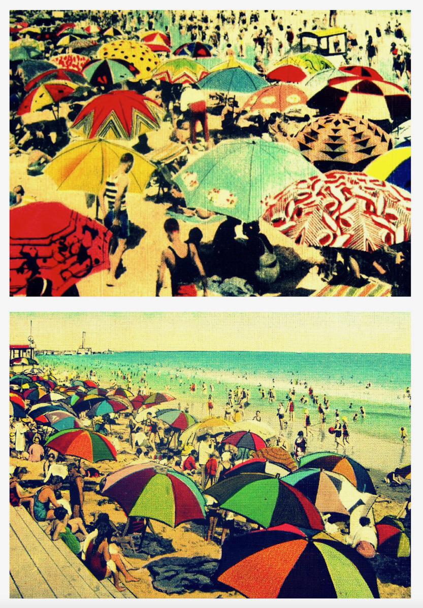 Art Deco Beach Umbrella with Steam Ship Motif For Sale 11