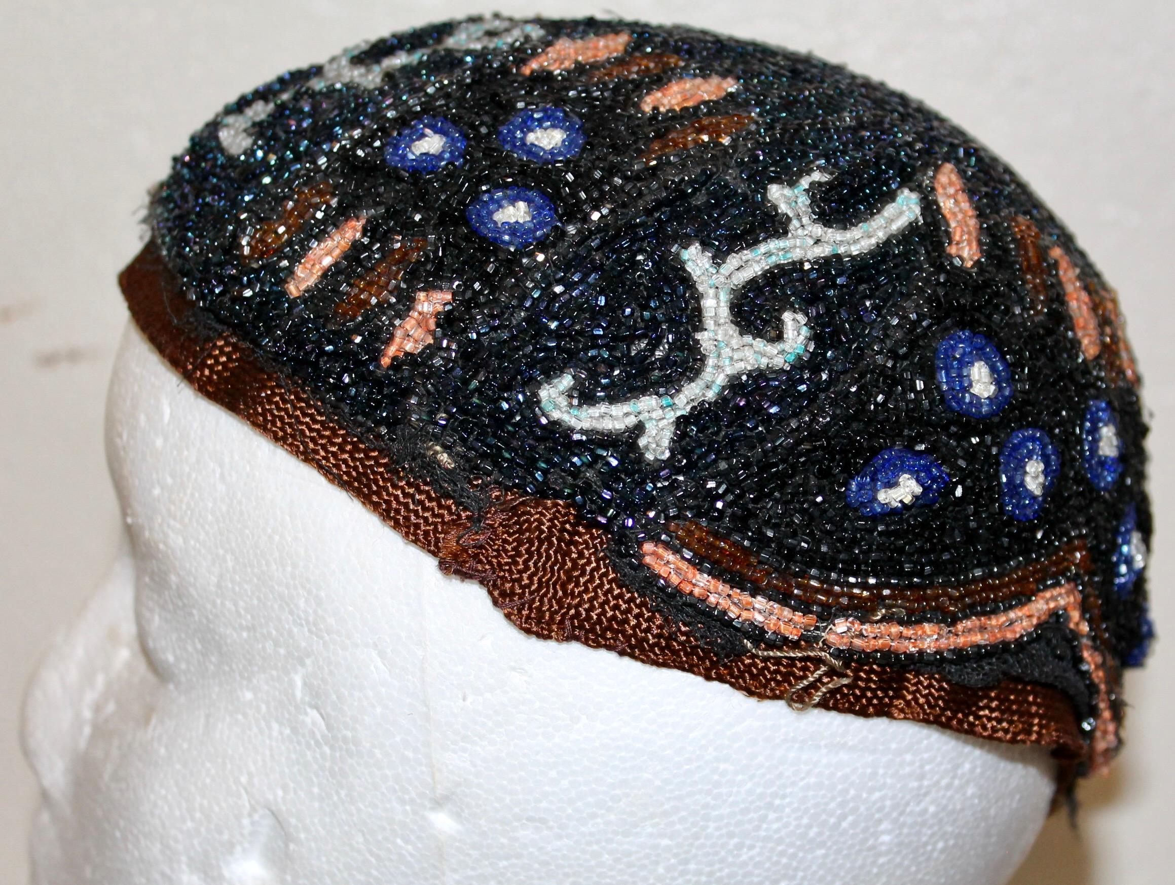Gray Art Deco Beaded Cloche For Sale