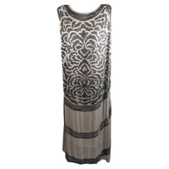 Art Deco Beaded Satin Flapper Dress