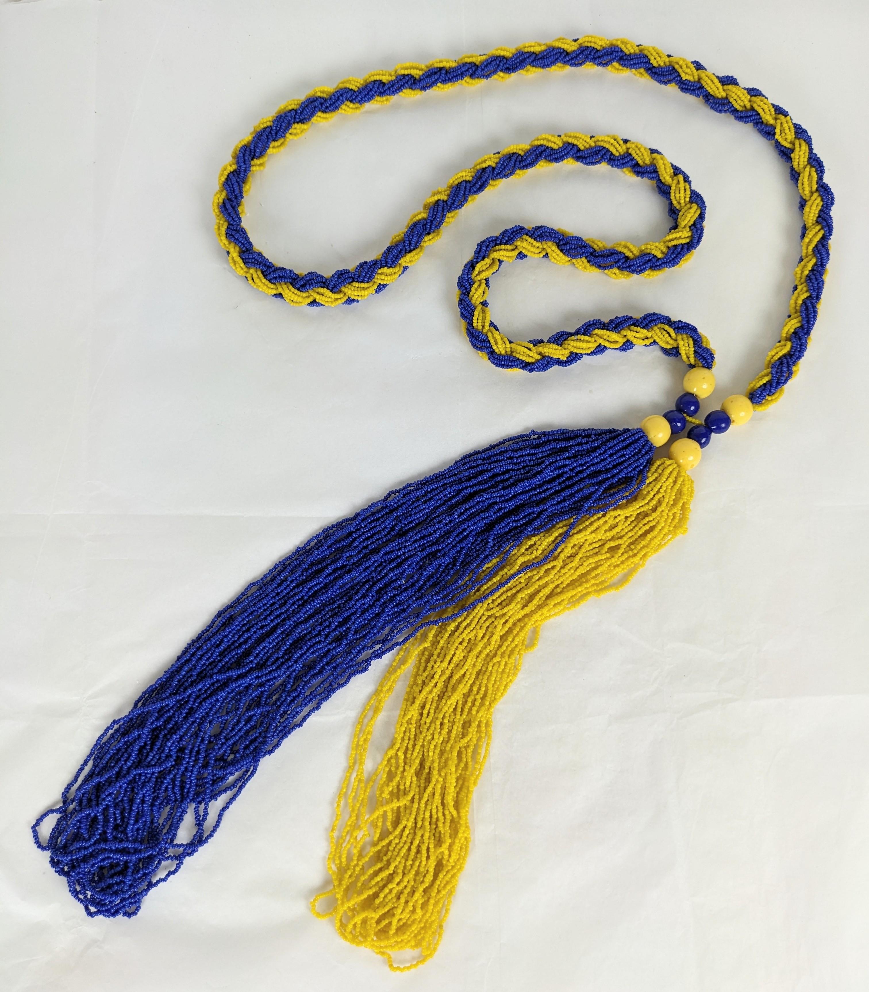 Women's or Men's Art Deco Beaded Tassel Lariat For Sale