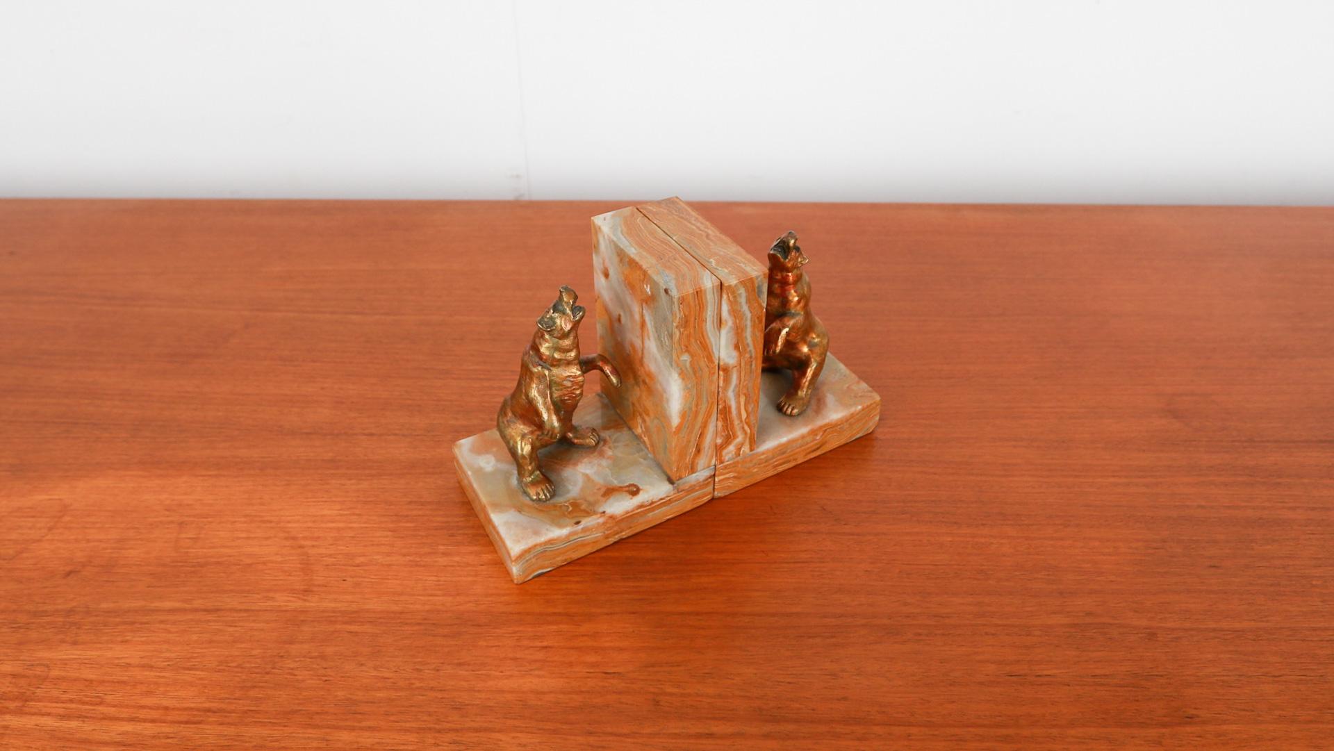 French Art Deco Bear Bookends, 1930's For Sale