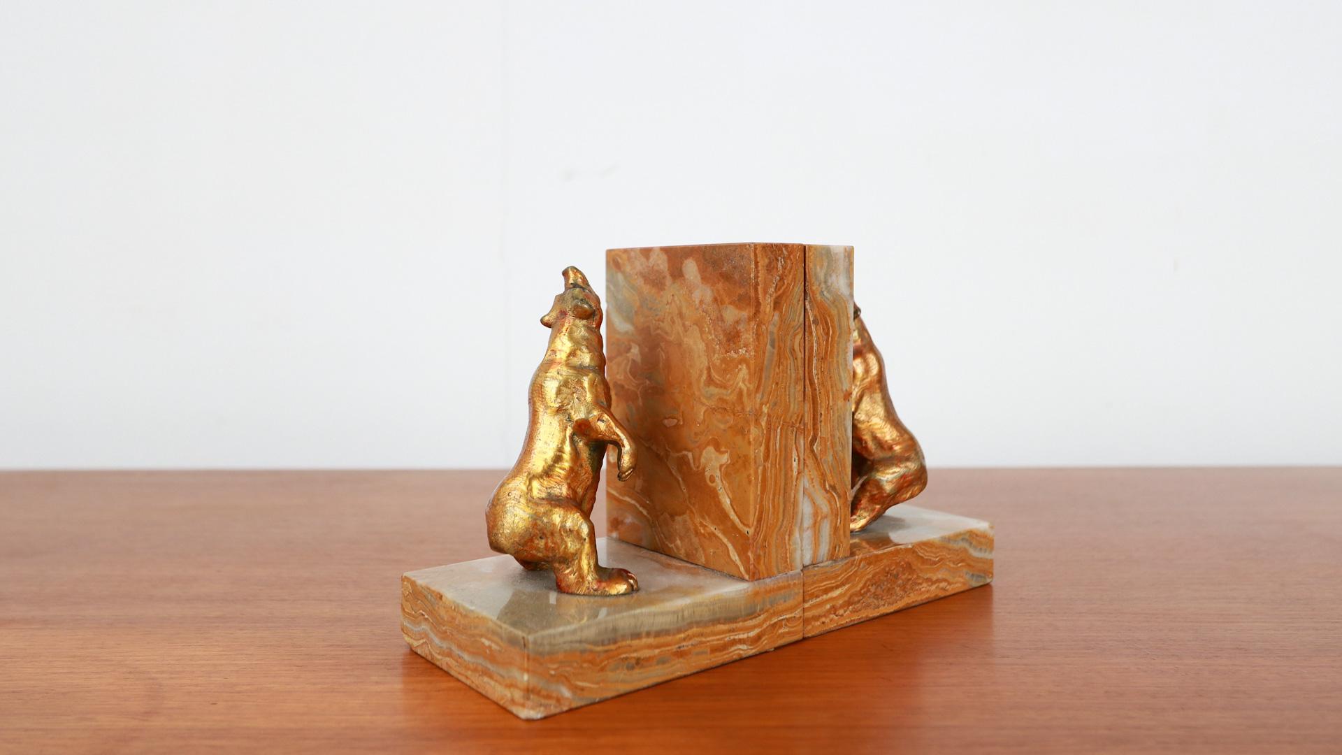 Mid-20th Century Art Deco Bear Bookends, 1930's For Sale