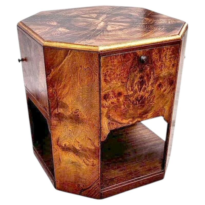Art Deco Beautiful Figured Walnut Book Table With Storage, c1930