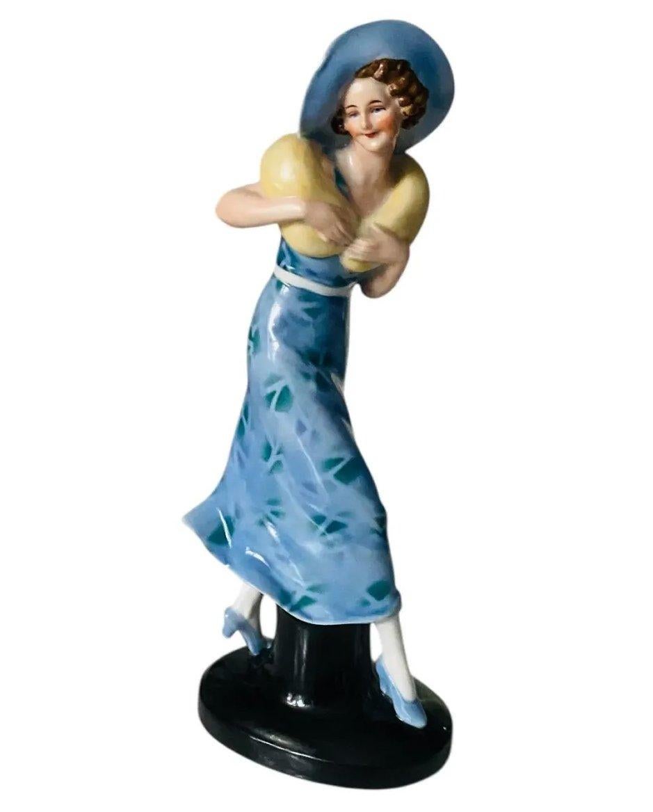 Art Deco Beautiful Flapper Girl Figurine By Wagner & Apel, c1935 For Sale 2