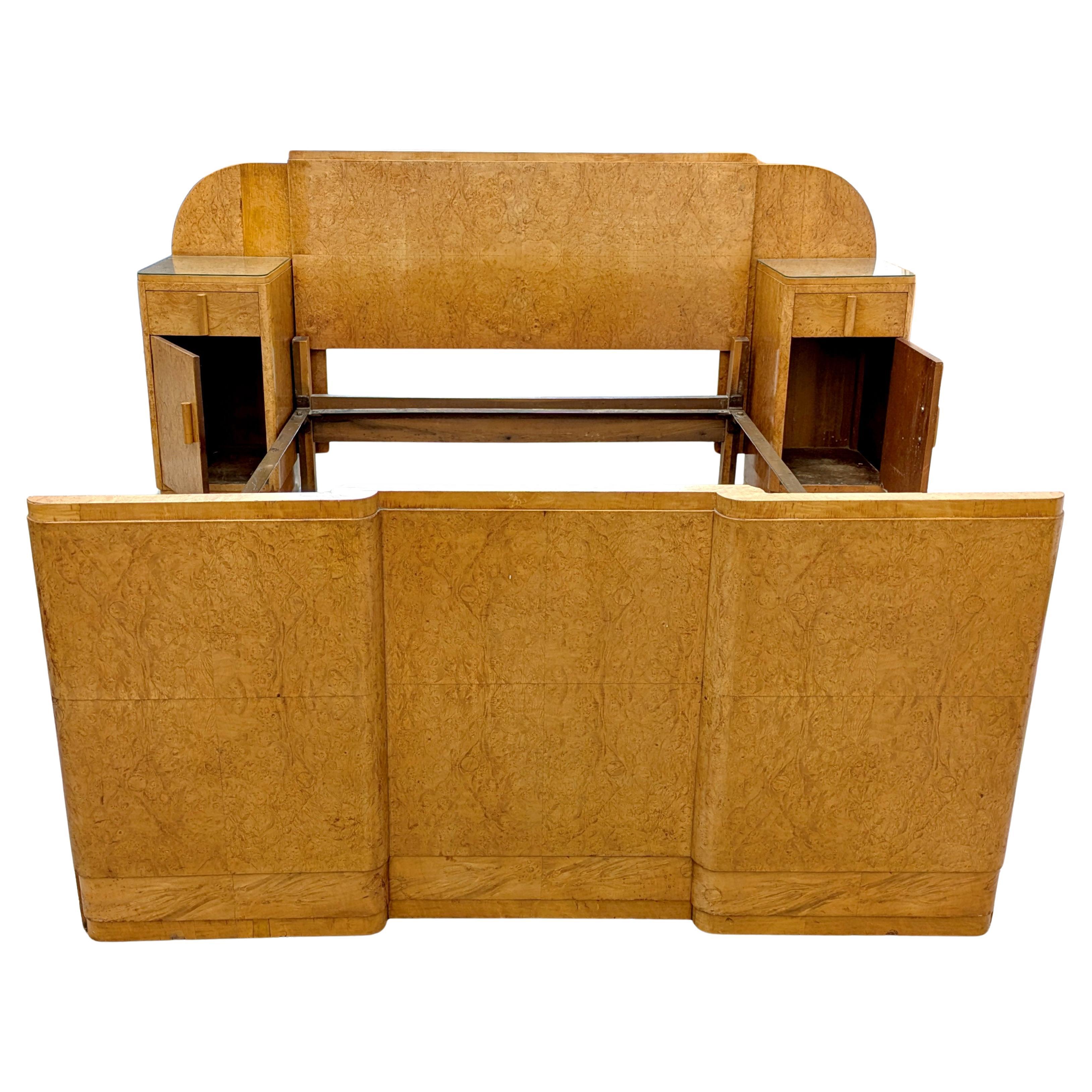 Bakelite Art Deco Beautiful Maple Odeon Double Bed By H.L. Epstein Brothers, 1930s For Sale