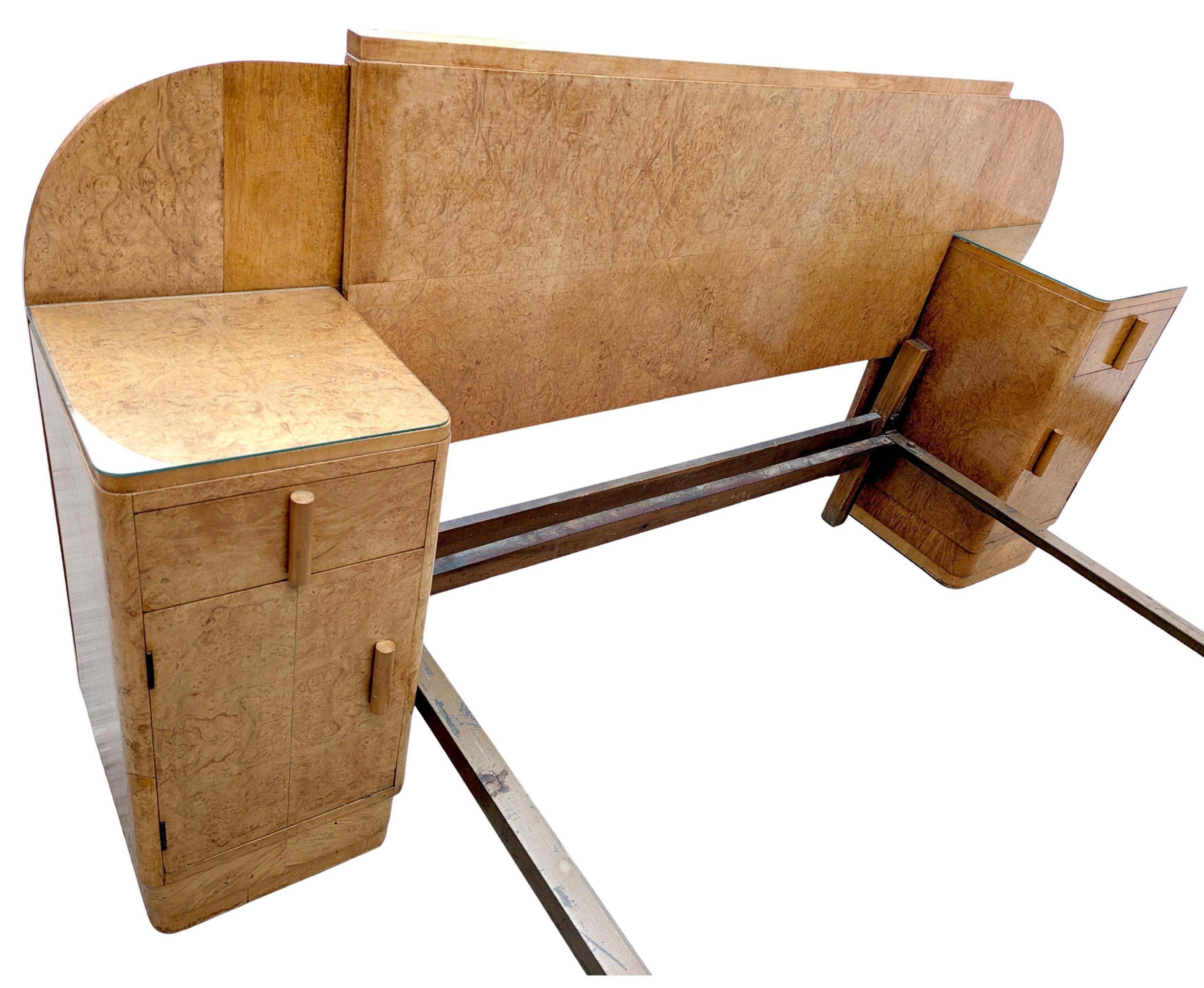 Art Deco Beautiful Maple Odeon Double Bed By H.L. Epstein Brothers, 1930s For Sale 2