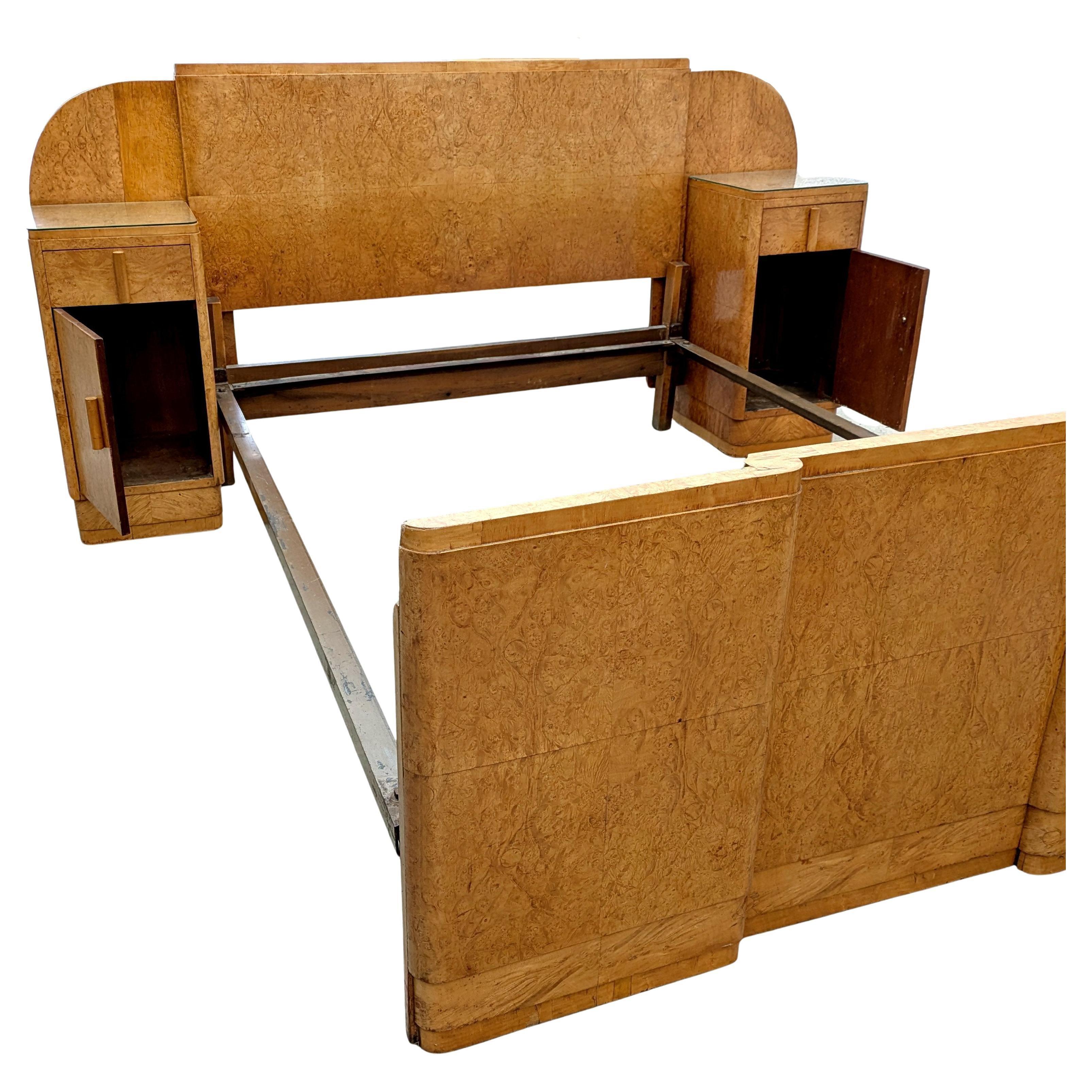 Art Deco Beautiful Maple Odeon Double Bed By H.L. Epstein Brothers, 1930s For Sale 3