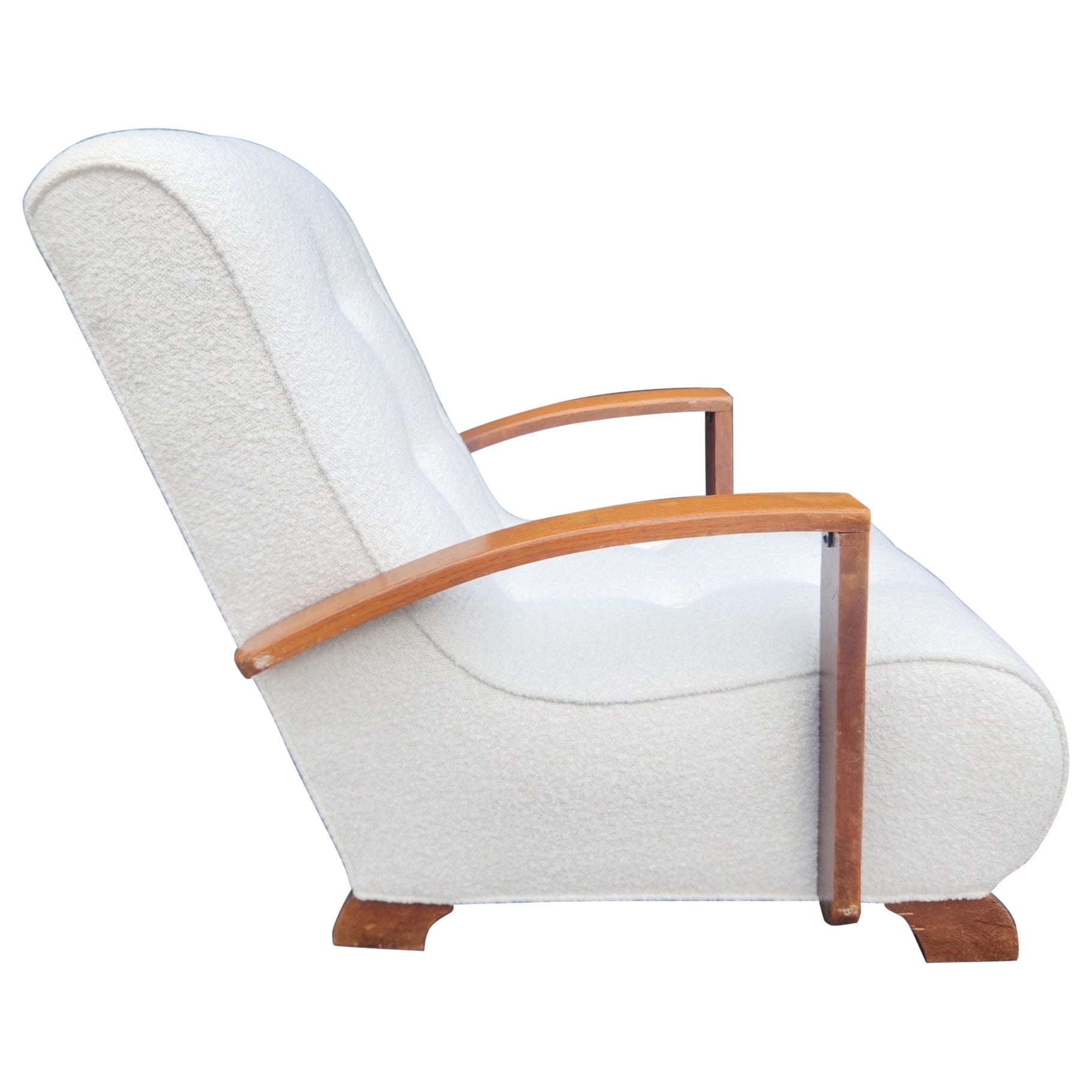 Art Deco beautiful White and Wood Chairs en venta