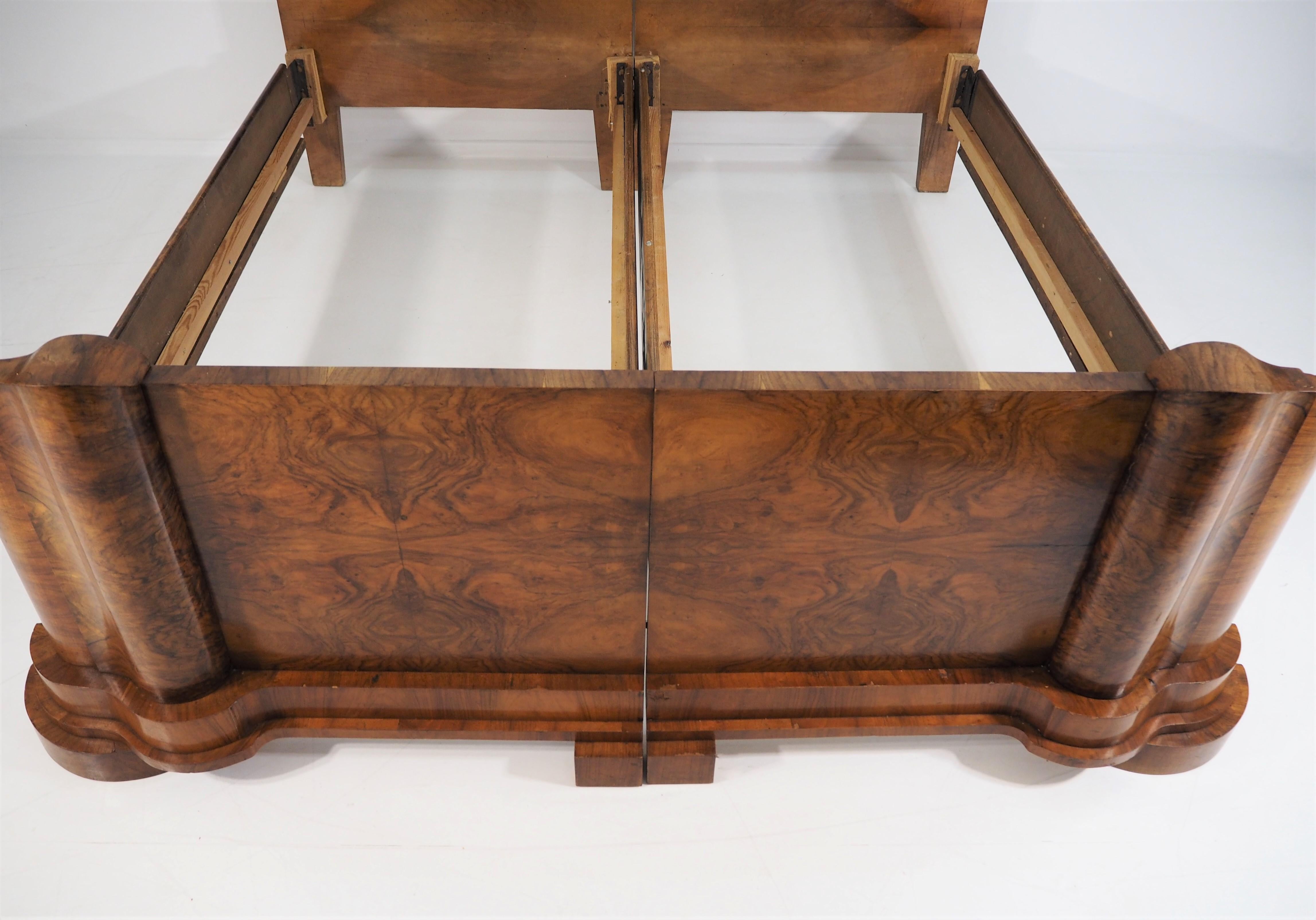 Walnut Art Deco Bed, 1930s