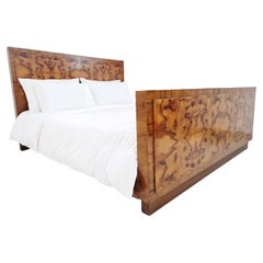 Art Deco Bed in Blonde Burl Walnut King Size