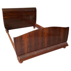 Art Deco Bed in Macassar Ebony Veneer, circa 1925