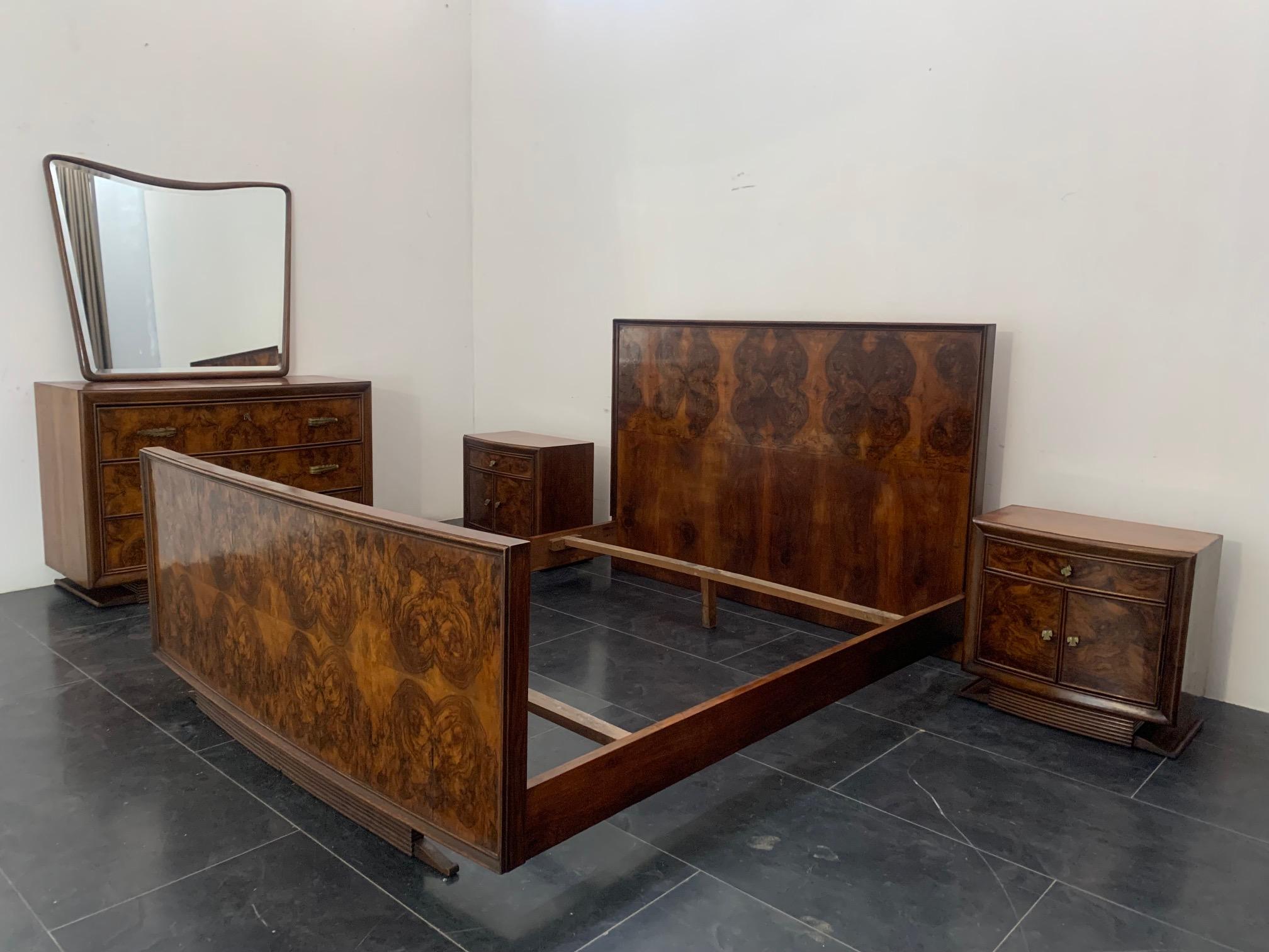 Art Deco Bed in Walnut Root by Premuda Lissone, 1930s For Sale 4