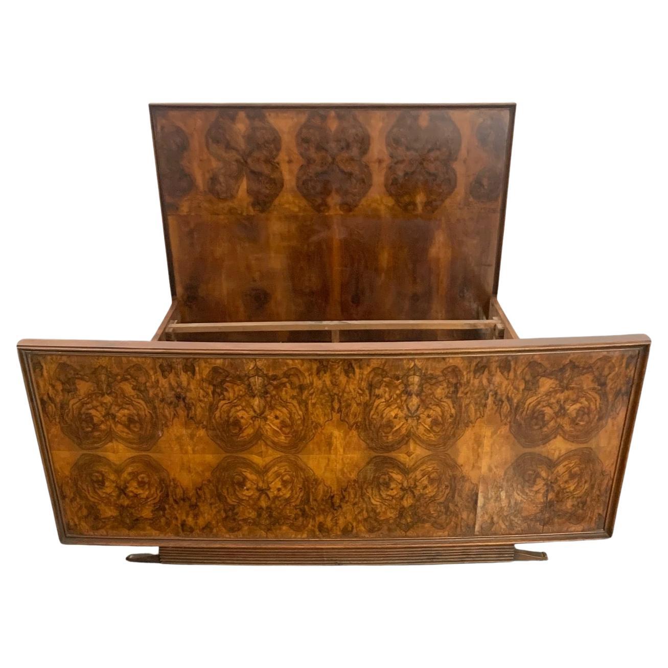 Art Deco Bed in Walnut Root by Premuda Lissone, 1930s