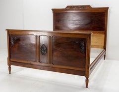 Art Deco Bed US Queen UK King Size Carved French Iroko, circa 1930