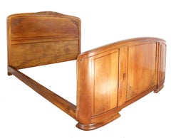 Art Deco Bed US Queen UK King Size Carved French Walnut, circa 1930