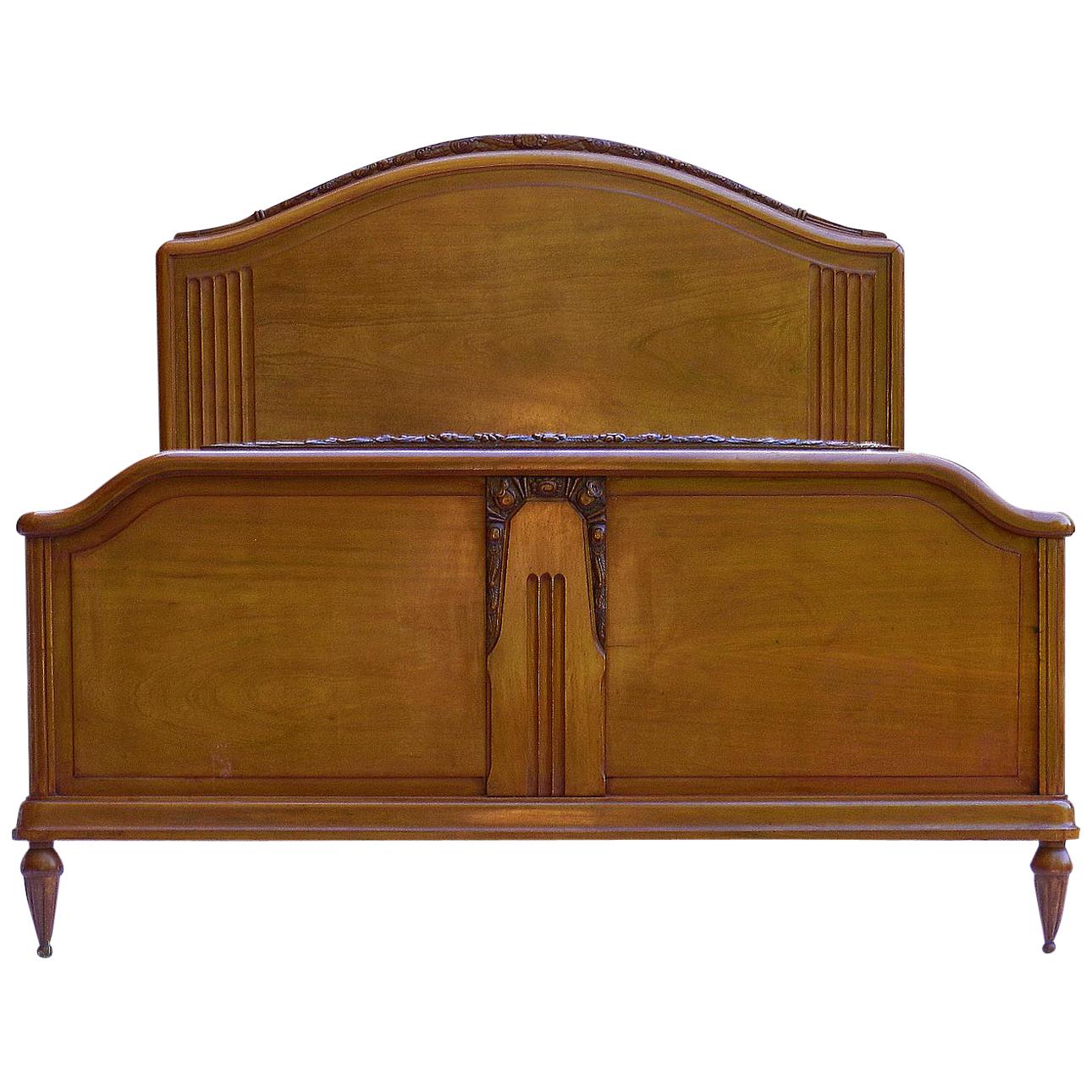 Art Deco Bed US Queen UK King Size French Carved Walnut, circa 1930 at 1stDibs 1930 bed