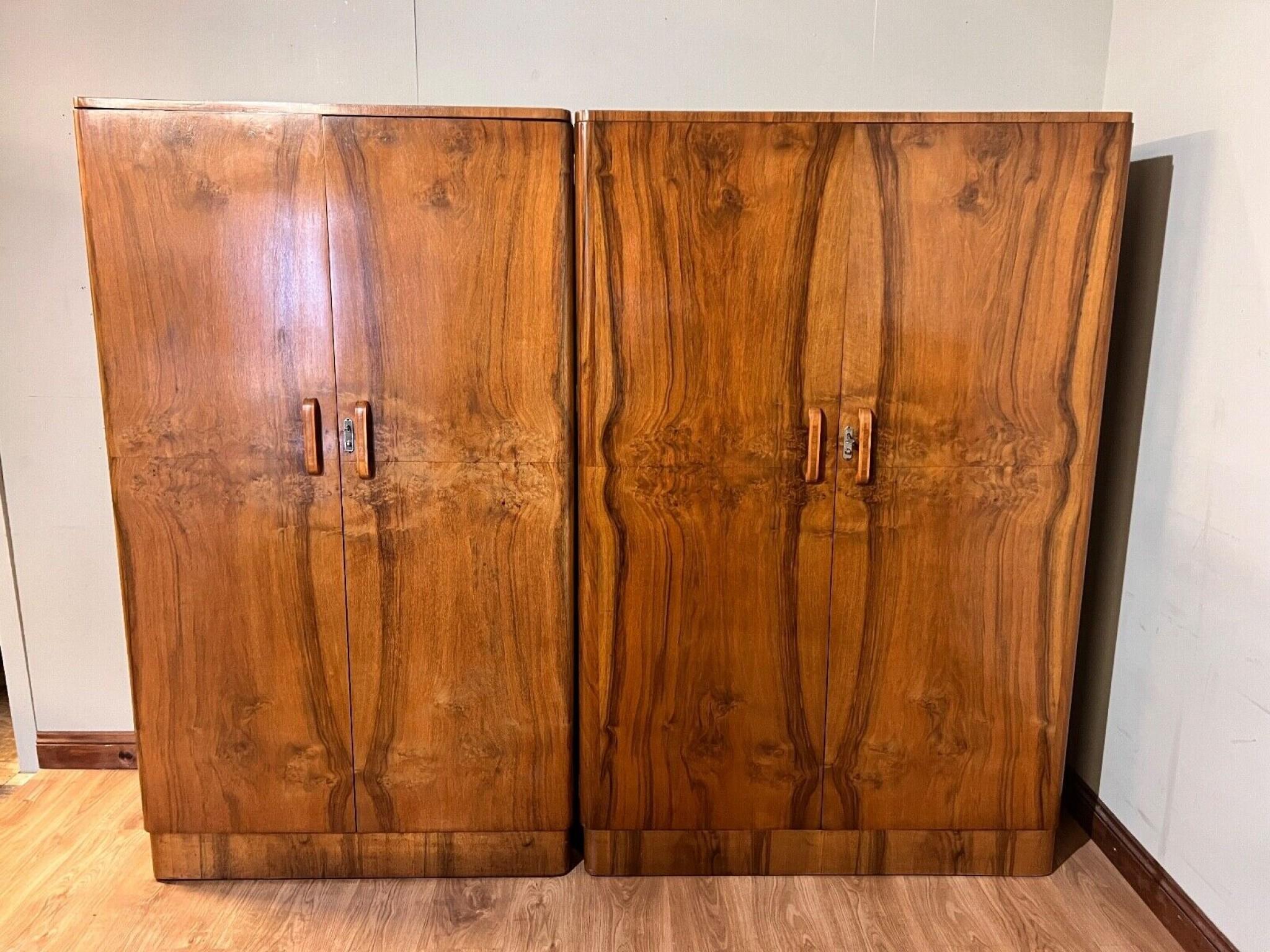 Art Deco Bedroom Suite Bedside Chests Dresser Wardrobe Period 1920s For Sale 6