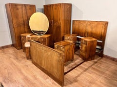 Art Deco Bedroom Suite Bedside Chests Dresser Wardrobe Period 1920s