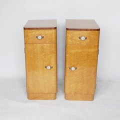 Art Deco Bedside Cabinets Birdseye Maple and Walnut circa 1935