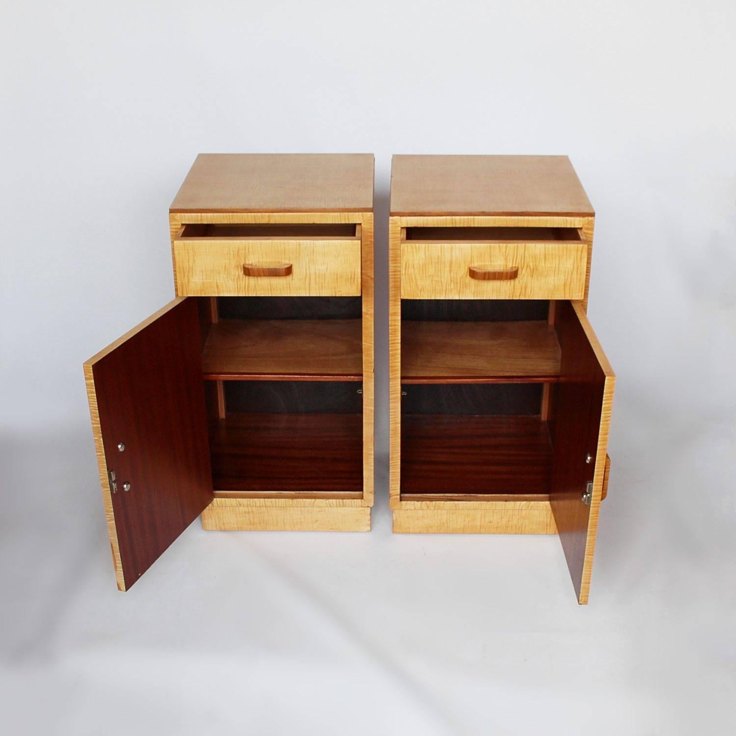 English Art Deco Bedside Cabinets