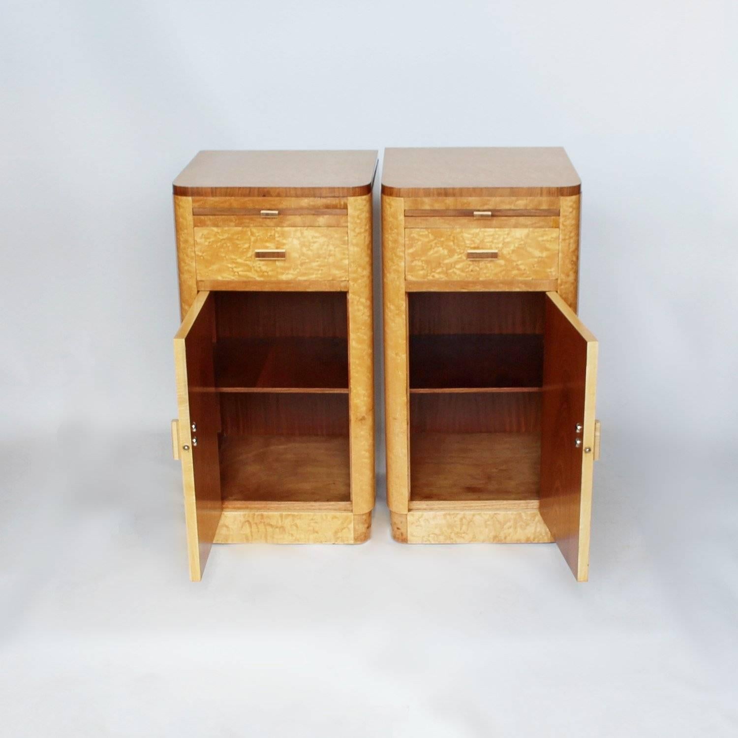 Art Deco Bedside Cabinets In Excellent Condition In Forest Row, East Sussex