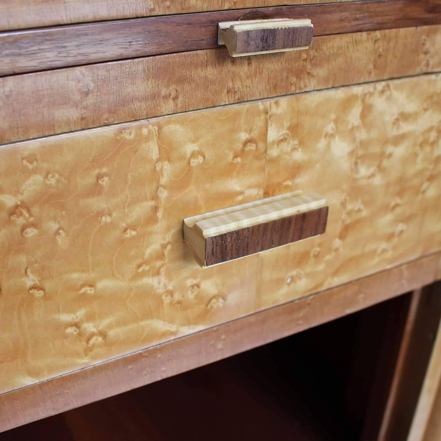 Birdseye Maple Art Deco Bedside Cabinets