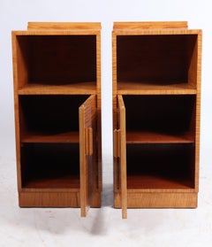 Art Deco Bedside Cabinets in Satin Birch