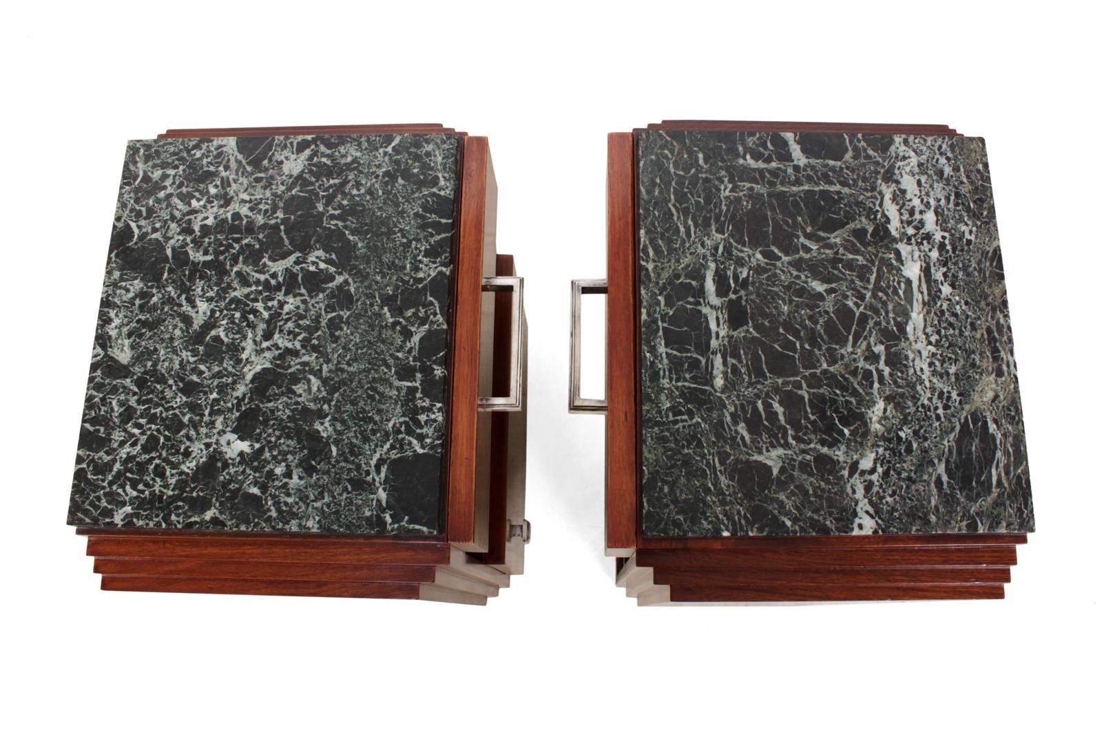 Art Deco Bedside Cabinets with Marble Tops, circa 1920 4