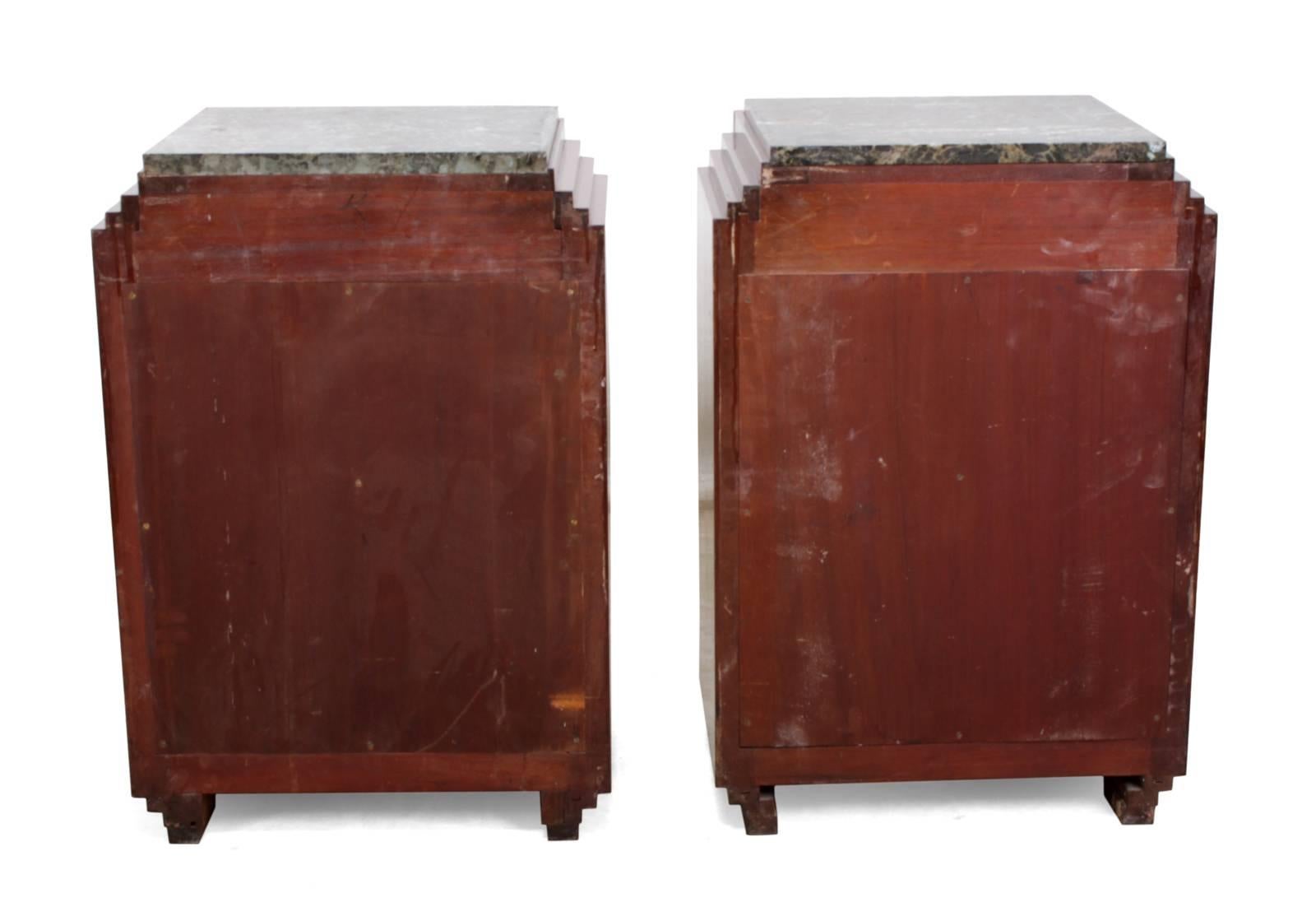 Art Deco Bedside Cabinets with Marble Tops, circa 1920 5