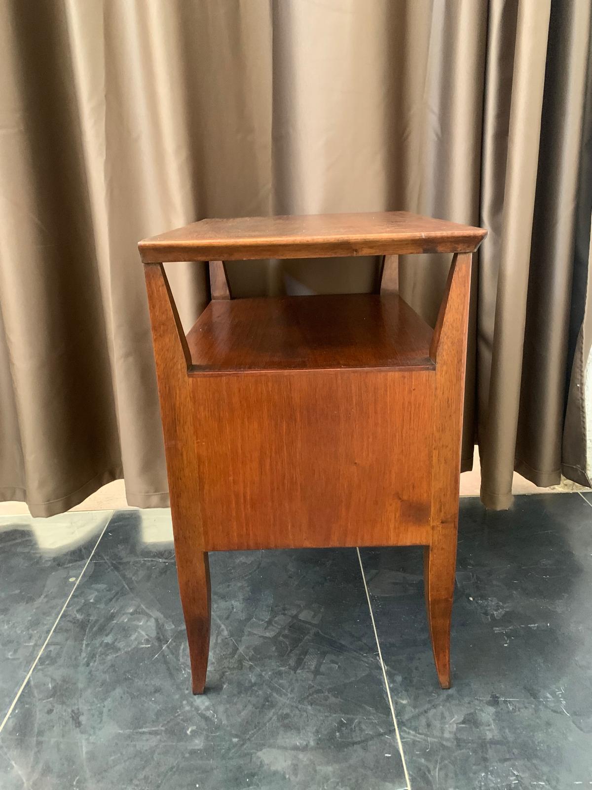 Art Déco bedside table in beech wood with one door, 1940s For Sale 4
