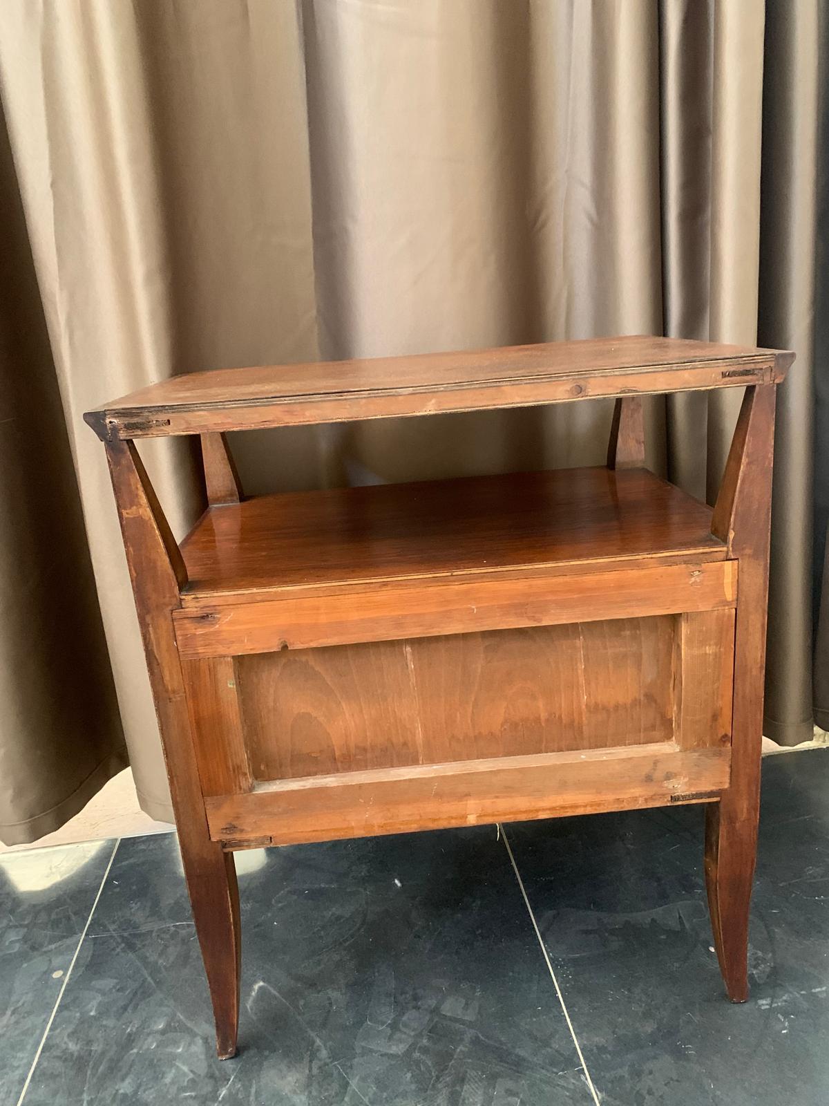 Art Déco bedside table in beech wood with one door, 1940s For Sale 6