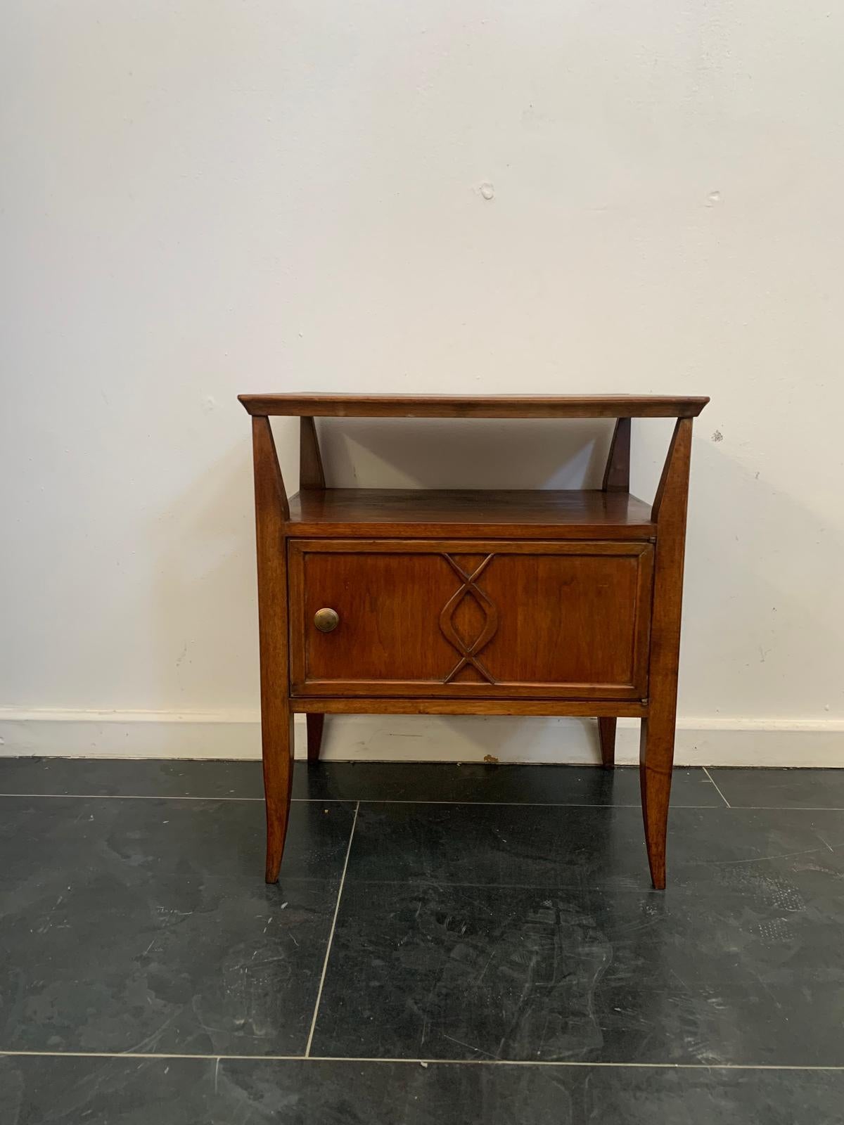 Art Deco Art Déco bedside table in beech wood with one door, 1940s For Sale