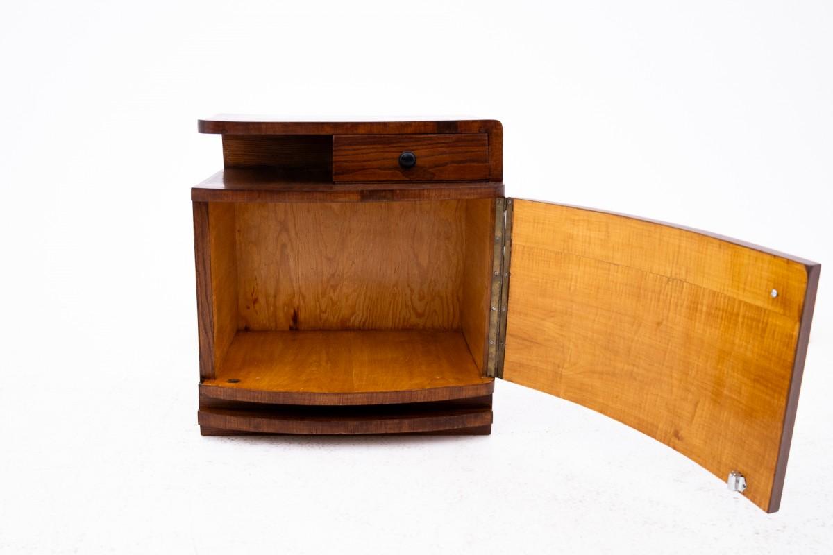 Wood Art Deco bedside table, Poland, 1950s. For Sale