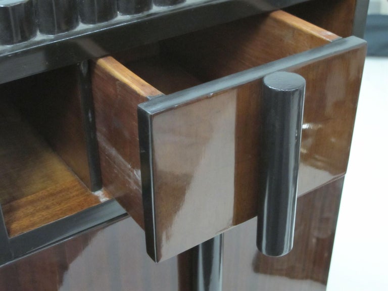 Art Deco Bedside Table with Drawer in Wood and Marble, 1930, France For