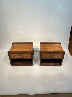 Art Deco Bedside Tables 1980s Zebra Oak Wood Vintage Drawers Lacquered Drawers