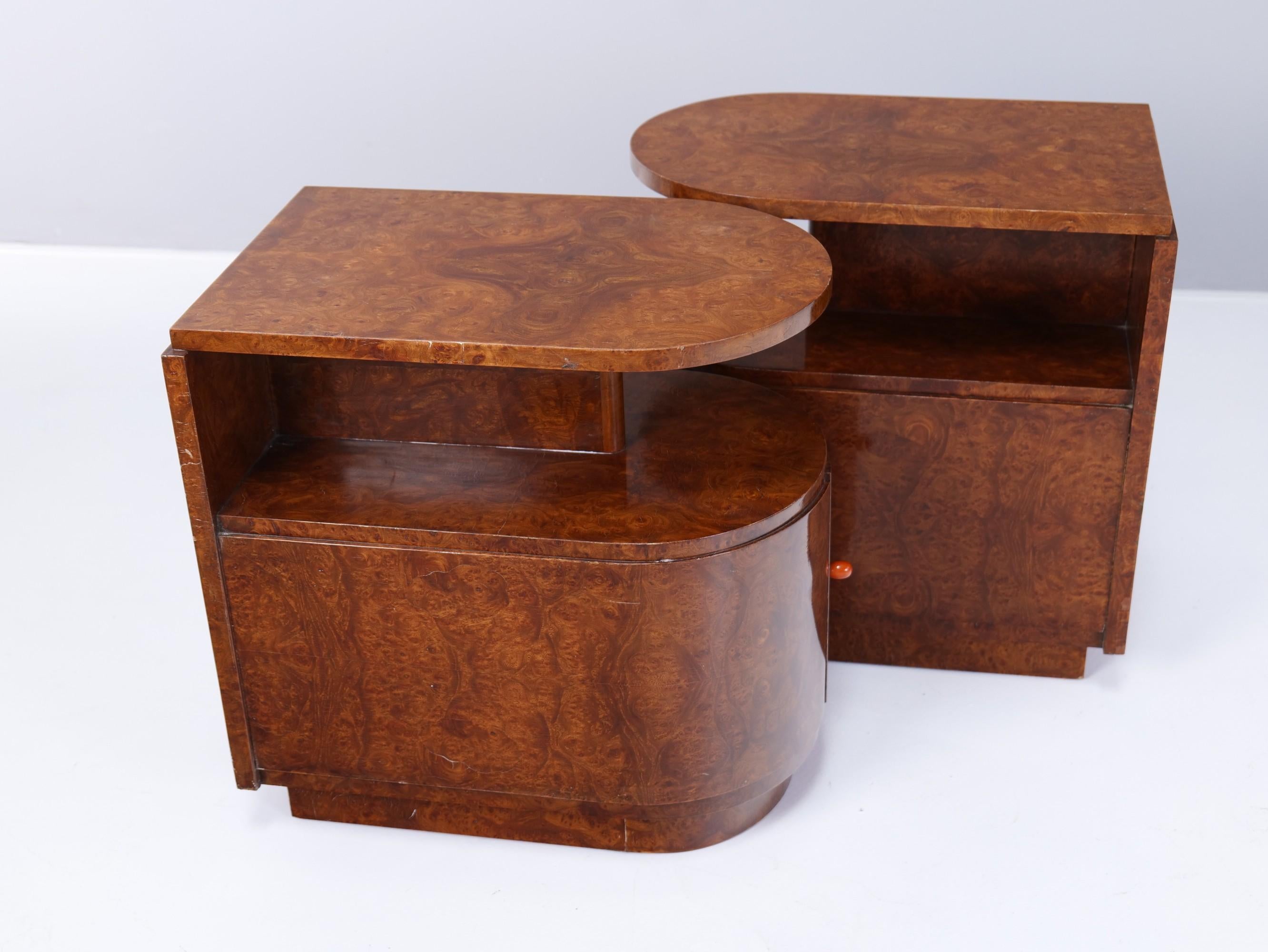 Art Deco Bedside Tables in Ash and Burl Wood, Set of 2 Produkt-überblick Artikel 1