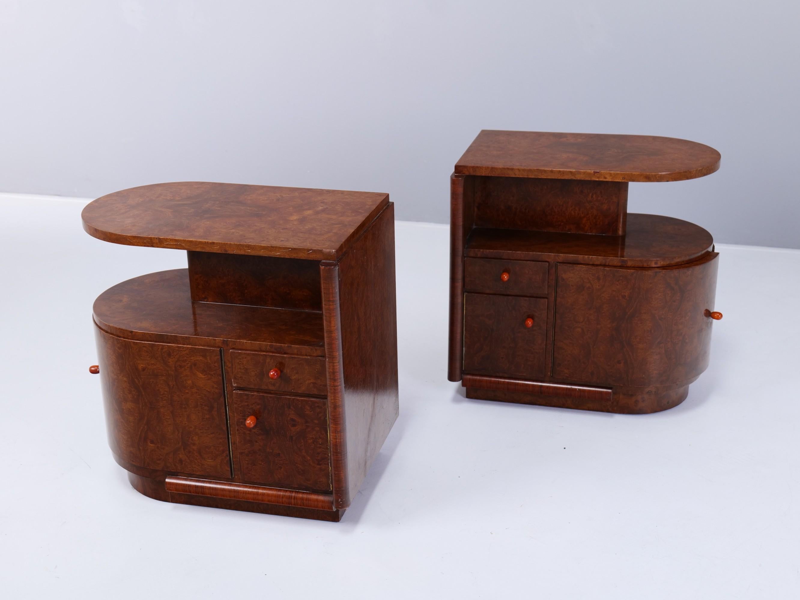 Art Deco Bedside Tables in Ash and Burl Wood, Set of 2 Produkt-überblick Artikel 2