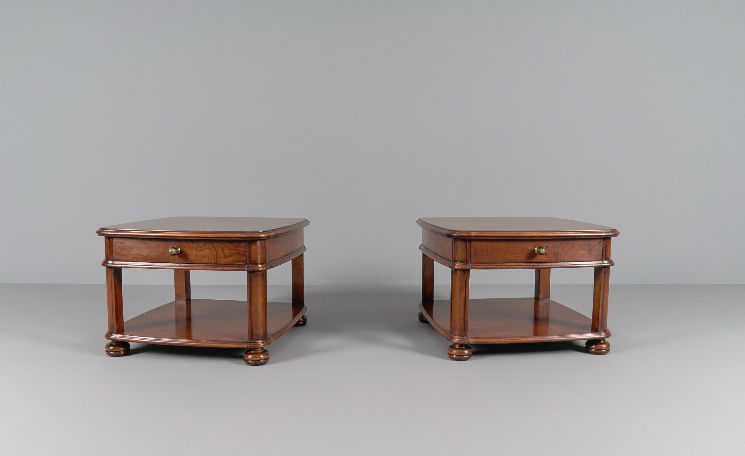 Austrian Art Deco Bedside Tables in Mahogany, 1940s, Set of 2 For Sale