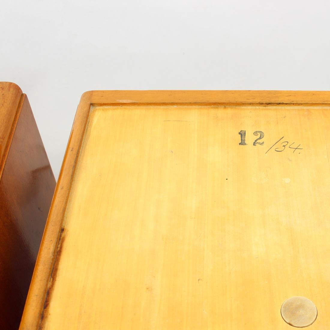 Art Deco Bedside Tables in Walnut, Czechoslovakia, 1930s For Sale 12
