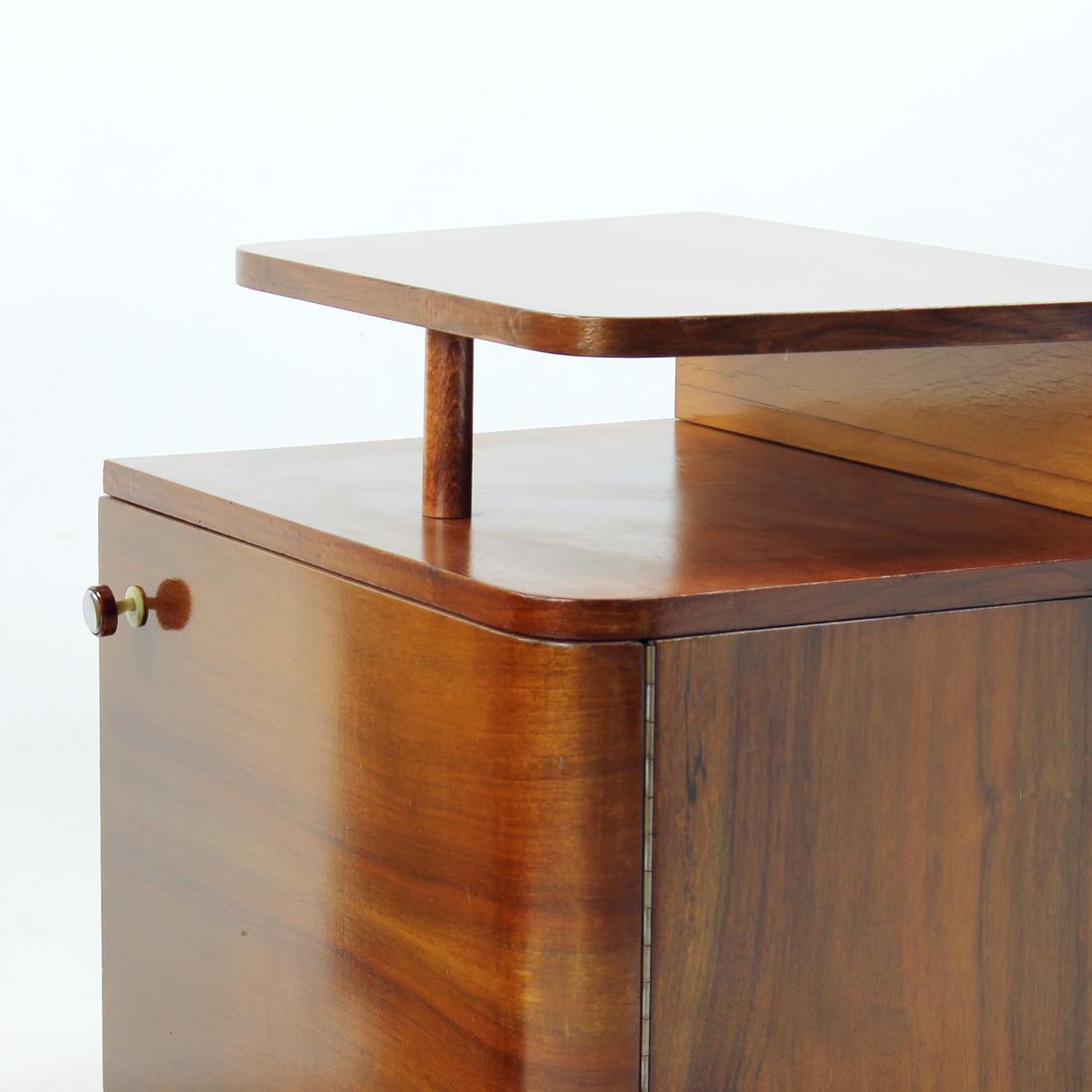 Art Deco Bedside Tables In Walnut, Up Zavody, Czechoslovakia 1930s 6