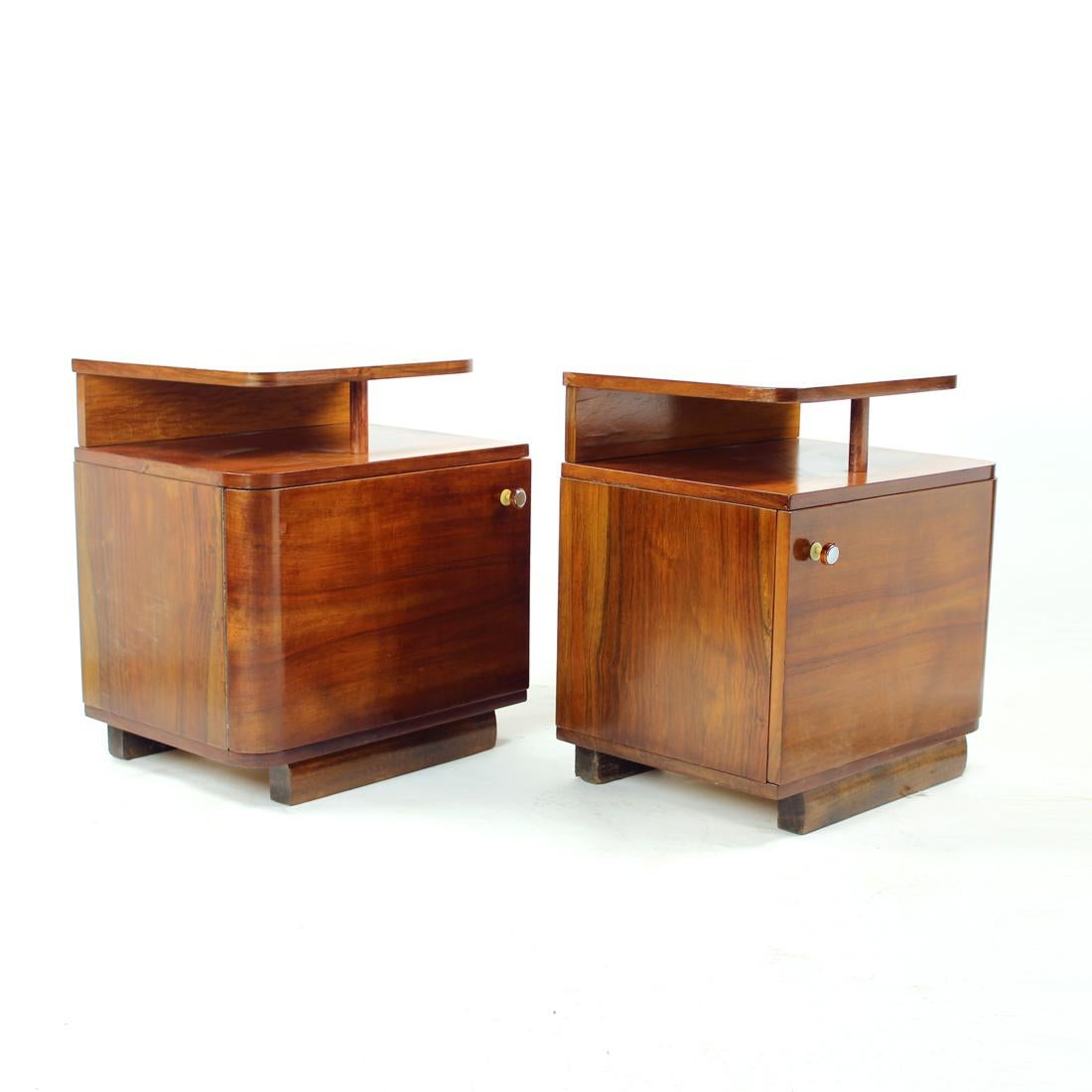 Art Deco Bedside Tables In Walnut, Up Zavody, Czechoslovakia 1930s 8